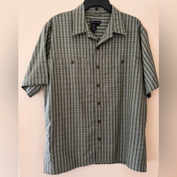 5.11 TACTICAL SERIES Men’s Button & Snap Green/Blue Plaid Short Sleeve Shirt  L - Picture 1 of 10